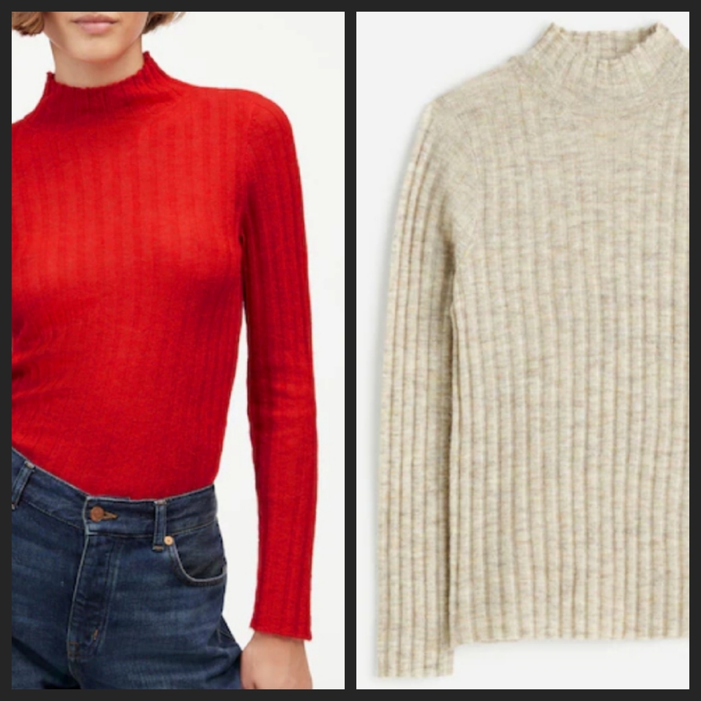 NEW! MADEWELL Alpaca Blend Mockneck Slim Fit Ribbed Knit Pullover Sweater Small.
